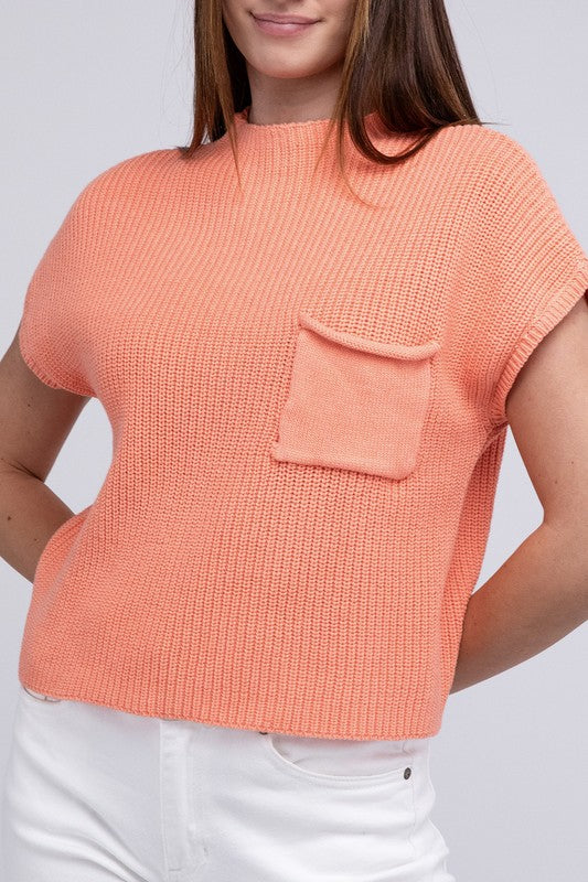 Naomi Mock Neck Short Sleeve Cropped Sweater