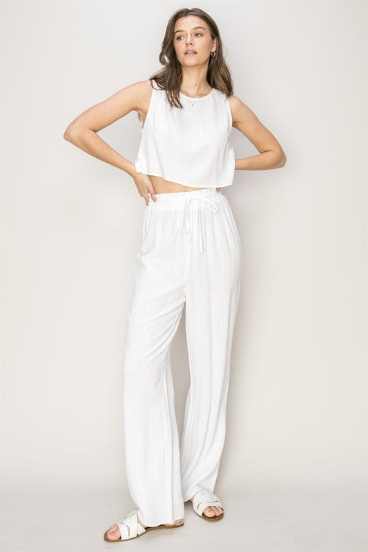 Grace Linen Blended Top and Pants Set