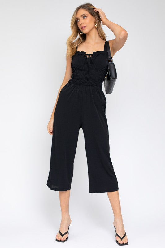 Mila Sleeveless Drawstring Cropped Jumpsuit