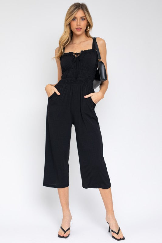 Mila Sleeveless Drawstring Cropped Jumpsuit