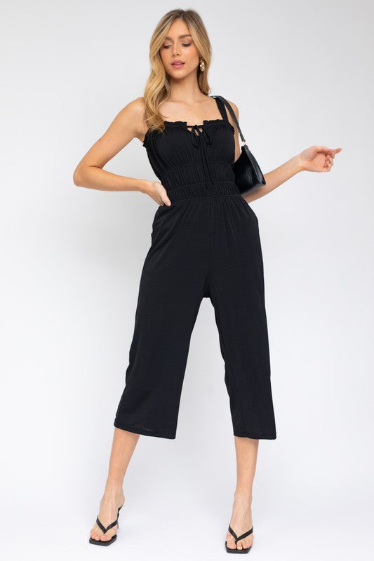 Mila Sleeveless Drawstring Cropped Jumpsuit