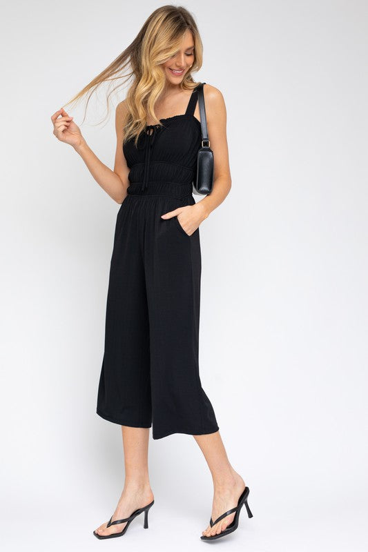 Mila Sleeveless Drawstring Cropped Jumpsuit