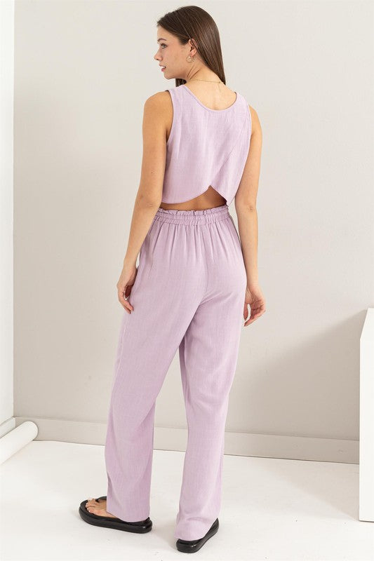 Grace Linen Blended Top and Pants Set