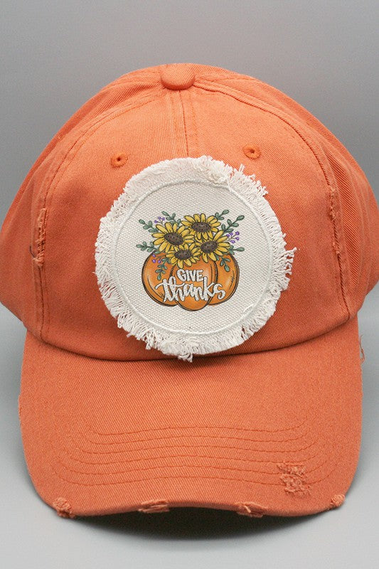 Give Thanks Pumpkin Sunflower Patch Hat