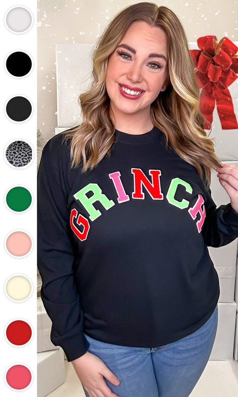 Grinch Soft Ideal Chenille Long Sleeve T-Shirt