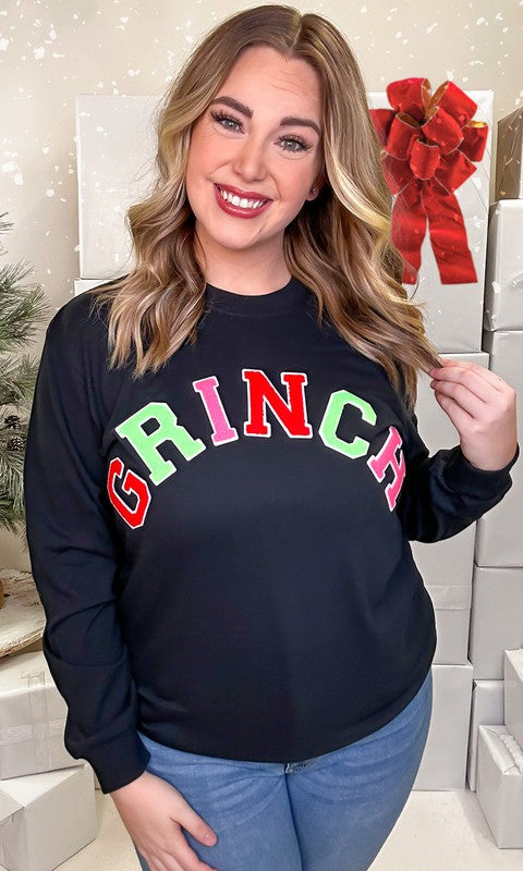 Grinch Soft Ideal Chenille Long Sleeve T-Shirt