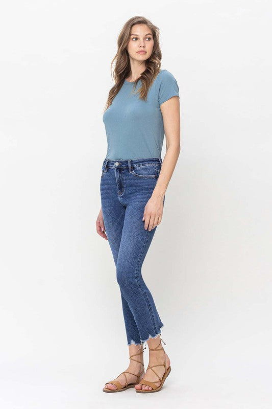 Sadie High Rise Crop Slim Straight Jeans