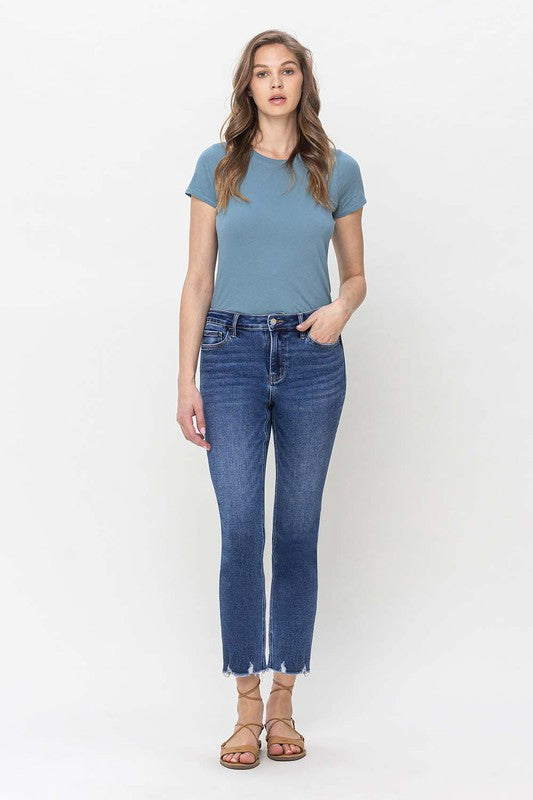 Sadie High Rise Crop Slim Straight Jeans