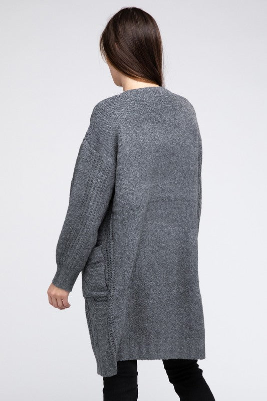 Taylor Twist Knitted Open Front Cardigan With Pockets