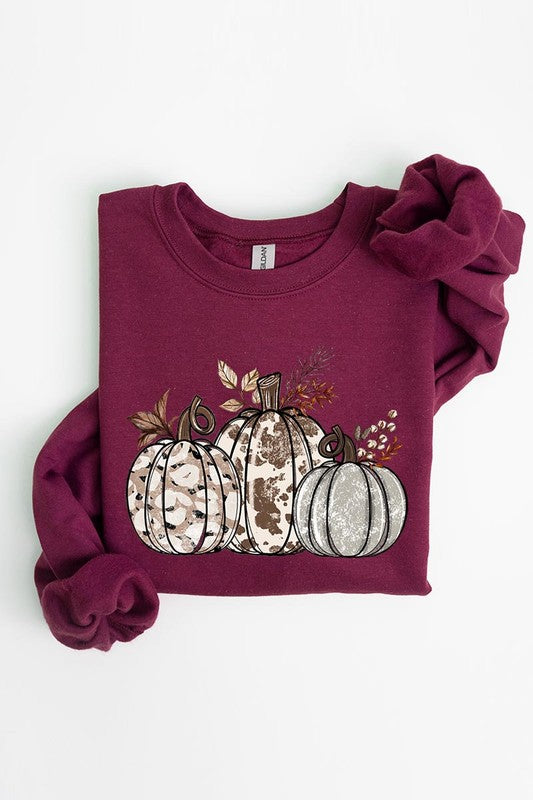 Animal Print Pumpkins Graphic Fleece Sweatshirts