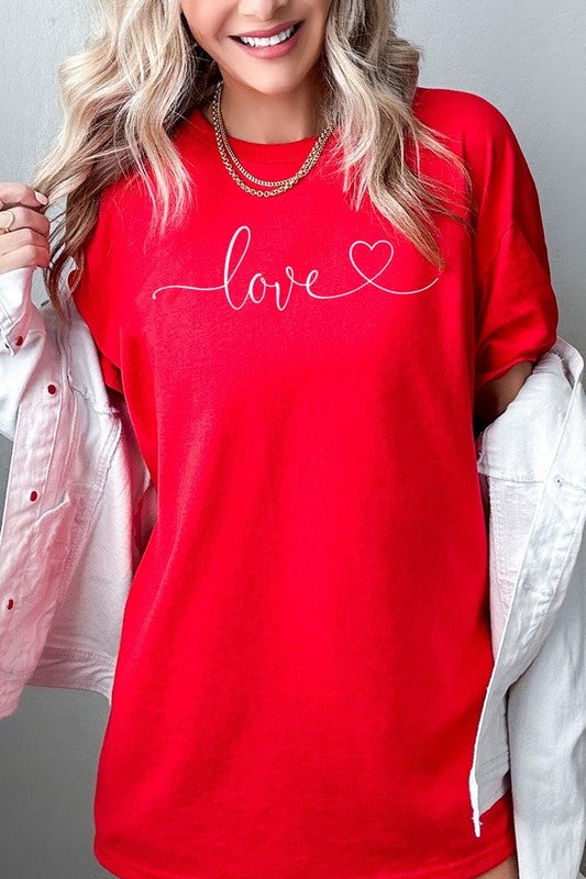 Love With Heart Graphic Heavy Cotton Tee