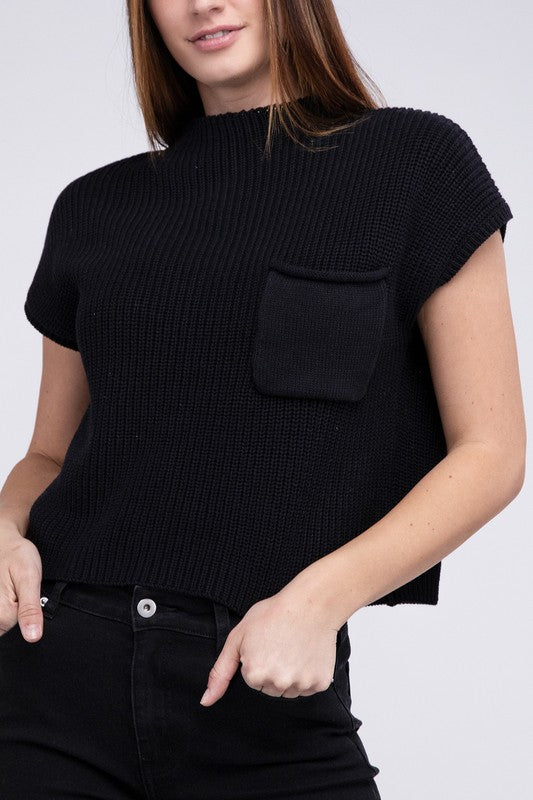 Naomi Mock Neck Short Sleeve Cropped Sweater