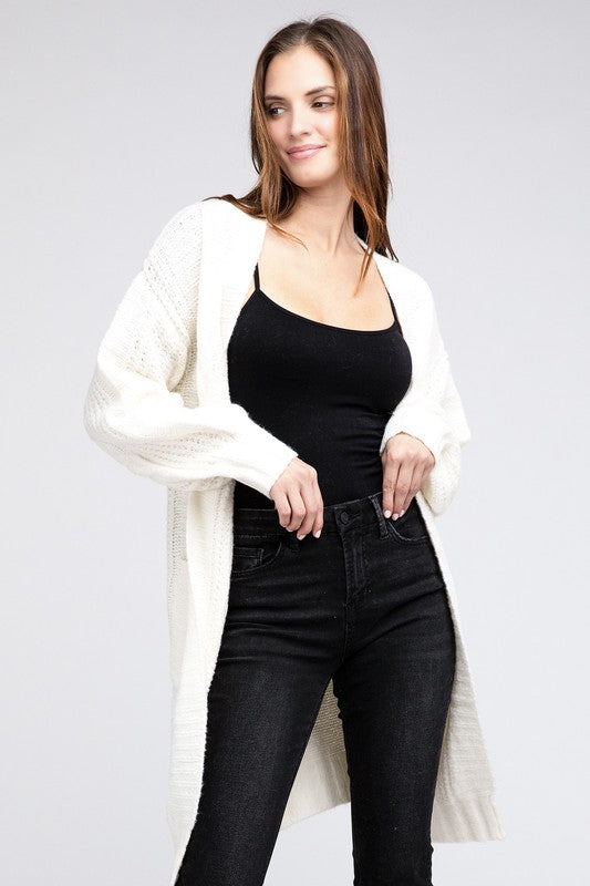 Taylor Twist Knitted Open Front Cardigan With Pockets