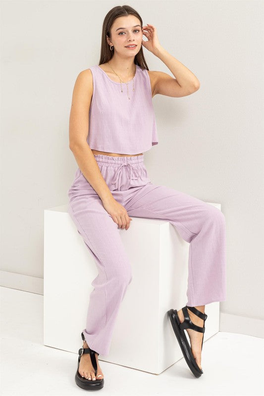 Grace Linen Blended Top and Pants Set